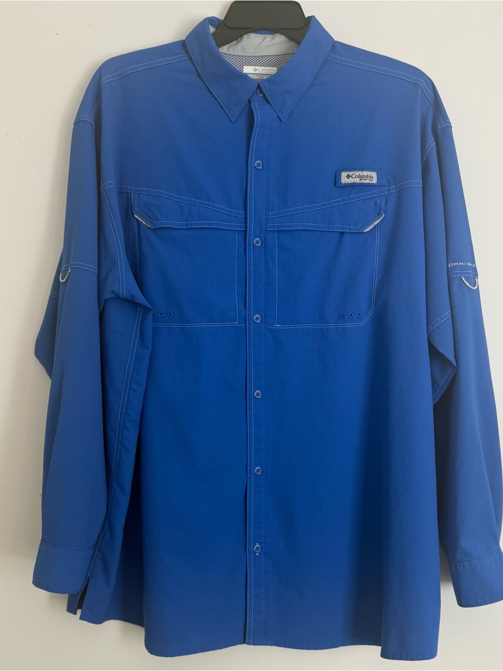 Columbia PFG Omni-Shade Blue Fishing Shirt XXL Long Sleeve
